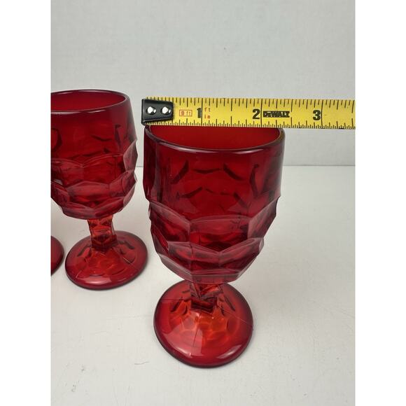 Viking Glass Georgian Wine Goblet 4 Ruby 5 1/4" T ca 1940-1980 - Picture 4 of 5